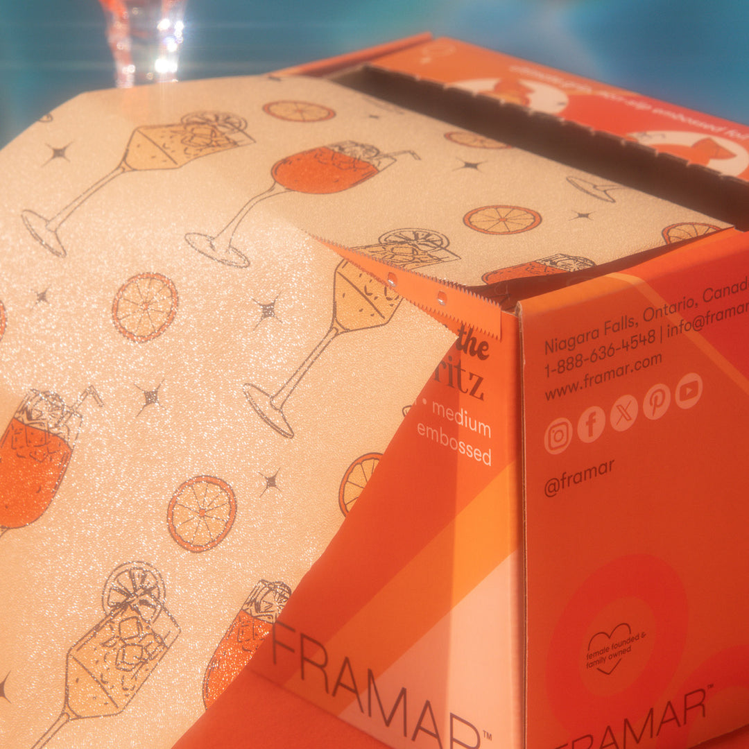 FRAMAR Embossed Roll -foliorulla, Puttin′ On The Spritz  (97,5 m)