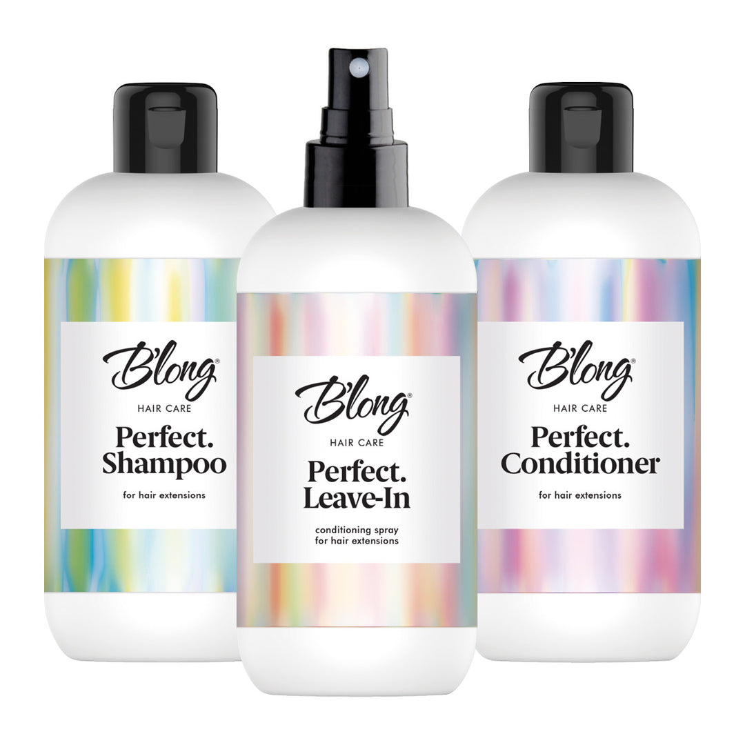 BLONG HAIR CARE Täydellinen hoitosetti -sisältää Blong Perfect shampoon, hoitoaineen ja jätettävän hoitosuihkeen. 