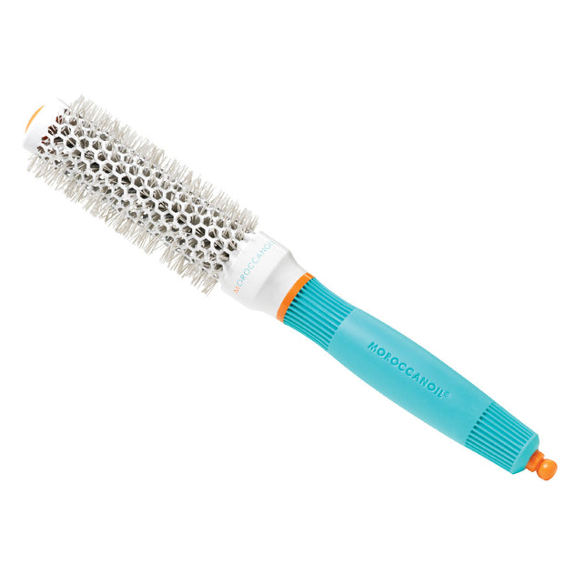Moroccanoil valkoinen/turkoosi kapea pyöröharja föönaukseen