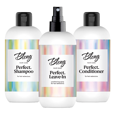 BLONG HAIR CARE Täydellinen hoitosetti -sisältää Blong Perfect shampoon, hoitoaineen ja jätettävän hoitosuihkeen. 